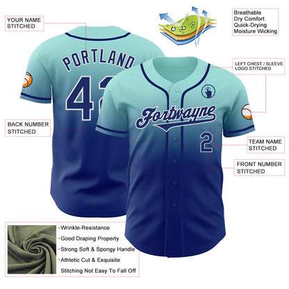 Custom Ice Blue Royal-White Authentic Fade Fashion Baseball Jersey - Sky-Custom