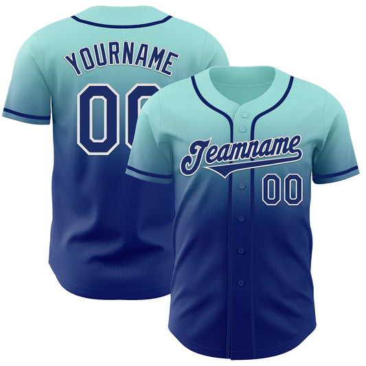 Custom Ice Blue Royal-White Authentic Fade Fashion Baseball Jersey - Sky-Custom