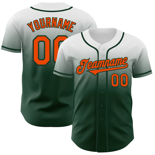 Custom White Orange-Green Authentic Fade Fashion Baseball Jersey - Sky-Custom