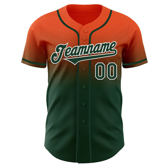 Custom Orange Green-White Authentic Fade Fashion Baseball Jersey - Sky-Custom