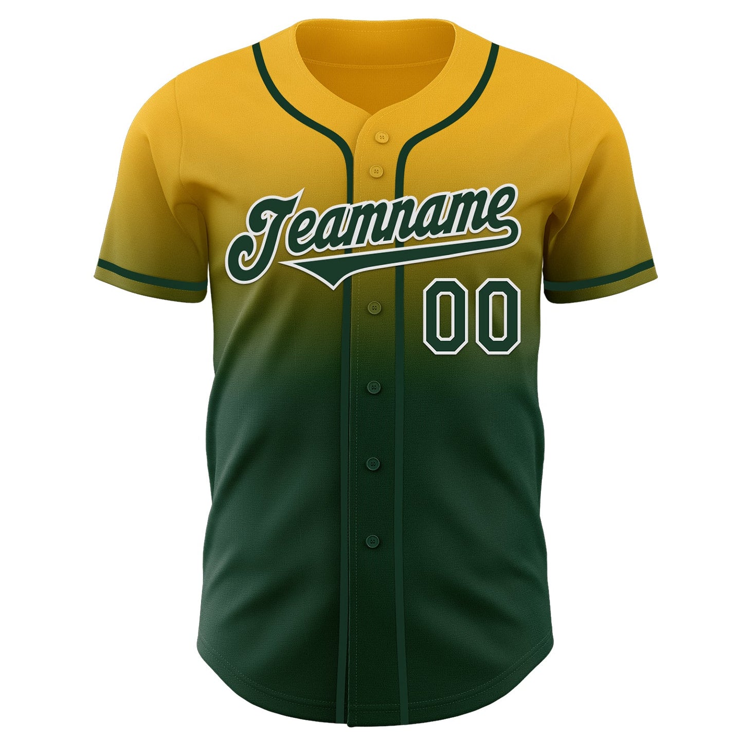 Custom Gold Green-White Authentic Fade Fashion Baseball Jersey - Sky-Custom