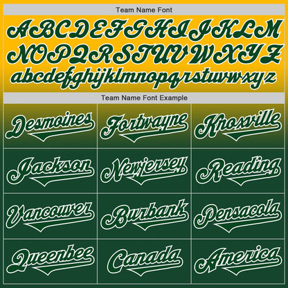 Custom Gold Green-White Authentic Fade Fashion Baseball Jersey - Sky-Custom