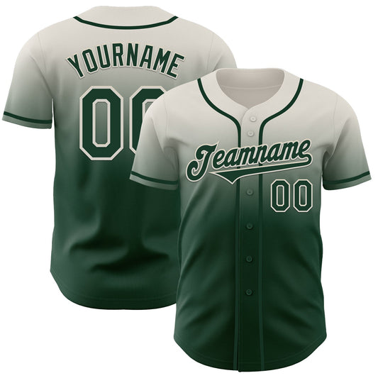 Custom Cream Green Authentic Fade Fashion Baseball Jersey - Sky-Custom