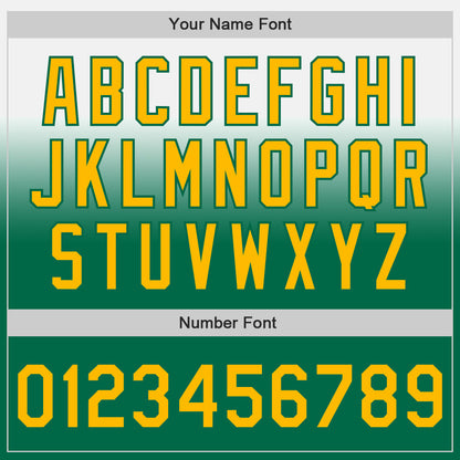 Custom White Gold-Kelly Green Authentic Fade Fashion Baseball Jersey - Sky-Custom
