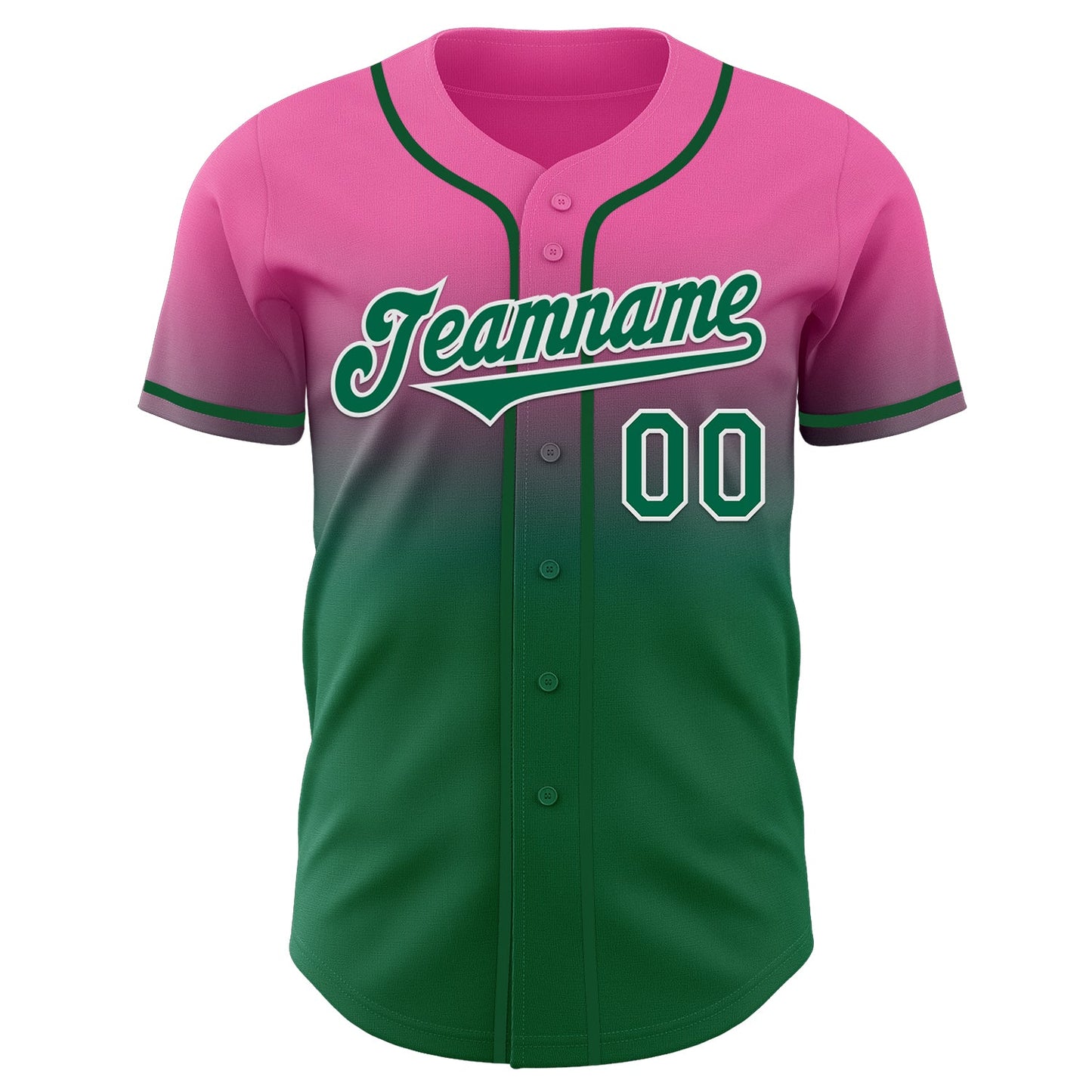 Custom Pink Kelly Green-White Authentic Fade Fashion Baseball Jersey - Sky-Custom