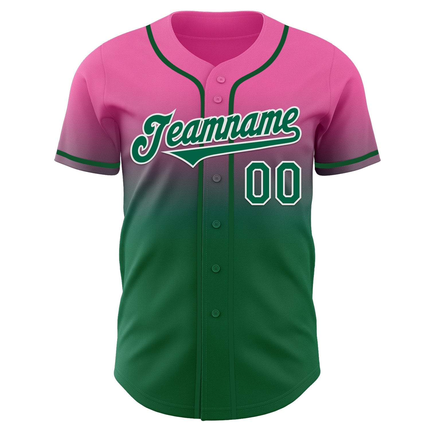 Custom Pink Kelly Green-White Authentic Fade Fashion Baseball Jersey - Sky-Custom
