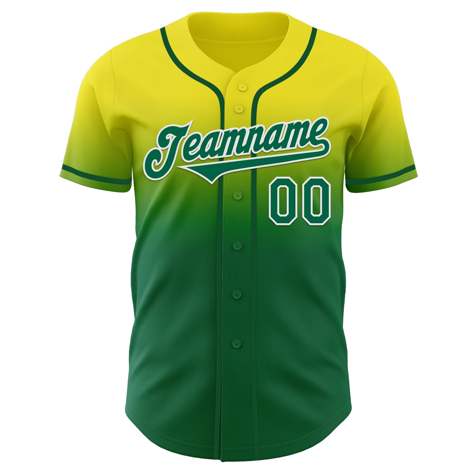 Custom Light Yellow Kelly Green-White Authentic Fade Fashion Baseball Jersey - Sky-Custom