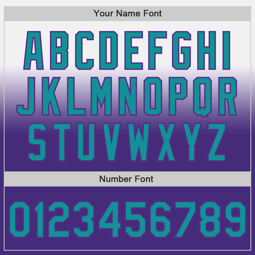 Custom White Teal-Purple Authentic Fade Fashion Baseball Jersey - Sky-Custom