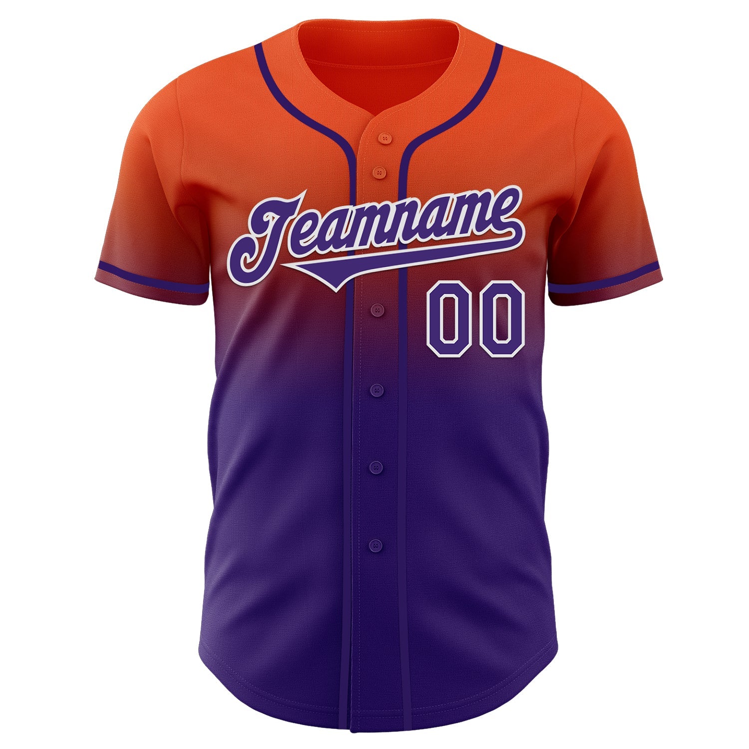 Custom Orange Purple-White Authentic Fade Fashion Baseball Jersey - Sky-Custom