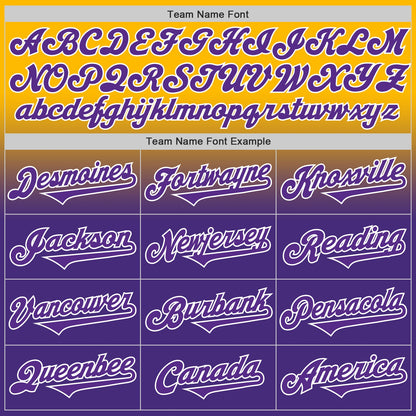 Custom Gold Purple-White Authentic Fade Fashion Baseball Jersey - Sky-Custom