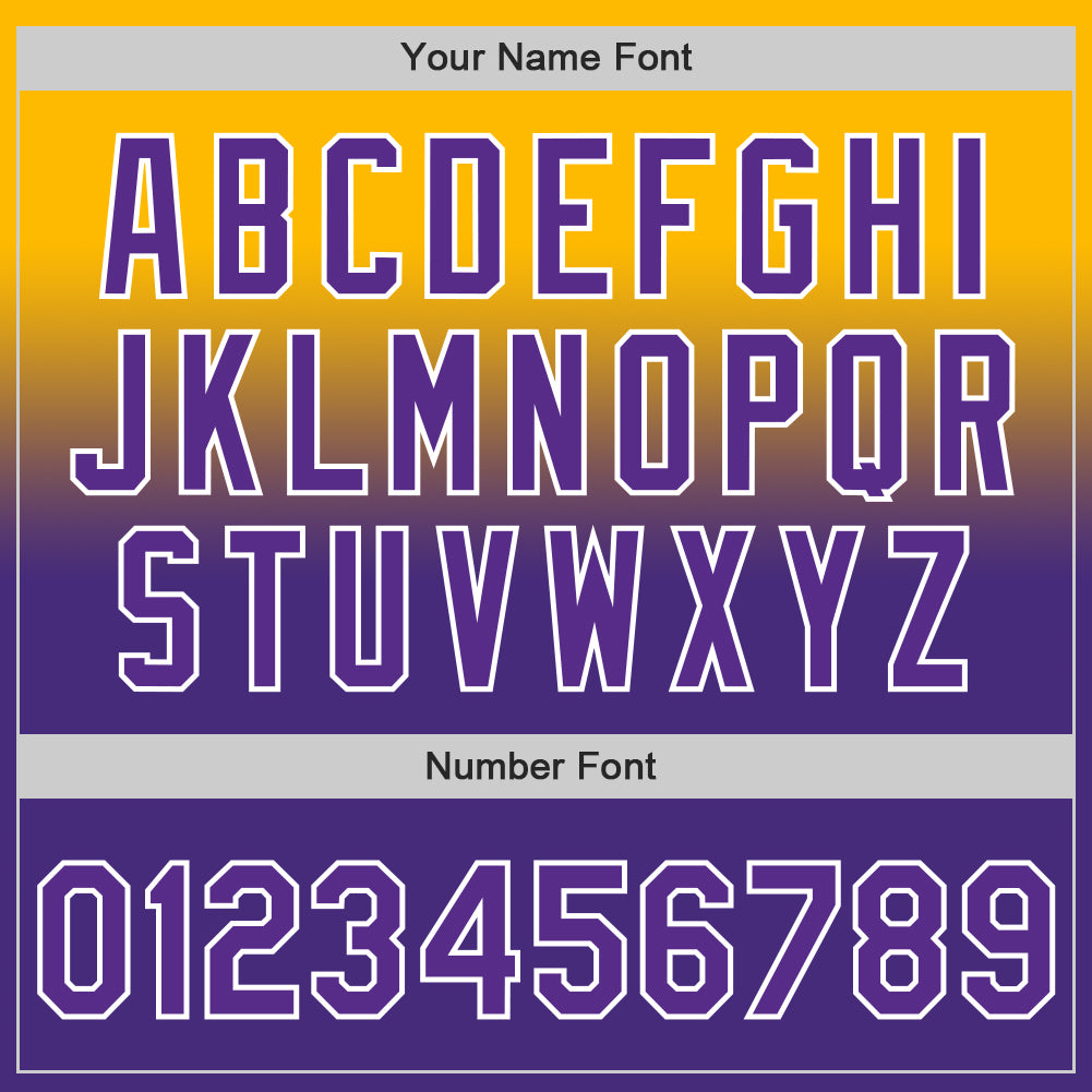 Custom Gold Purple-White Authentic Fade Fashion Baseball Jersey - Sky-Custom