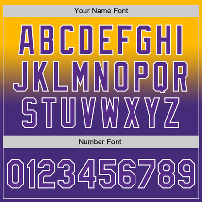 Custom Gold Purple-White Authentic Fade Fashion Baseball Jersey - Sky-Custom