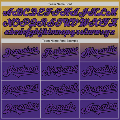 Custom Old Gold Purple-Black Authentic Fade Fashion Baseball Jersey - Sky-Custom