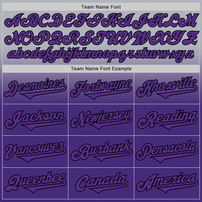 Custom Gray Purple-Black Authentic Fade Fashion Baseball Jersey - Sky-Custom