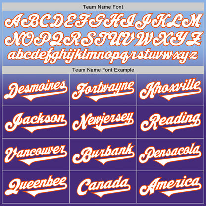 Custom Light Blue White Purple-Orange Authentic Fade Fashion Baseball Jersey - Sky-Custom