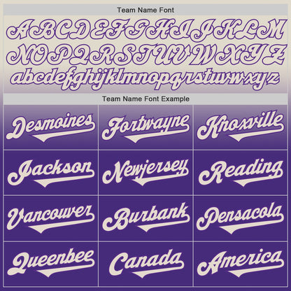 Custom Cream Purple Authentic Fade Fashion Baseball Jersey - Sky-Custom