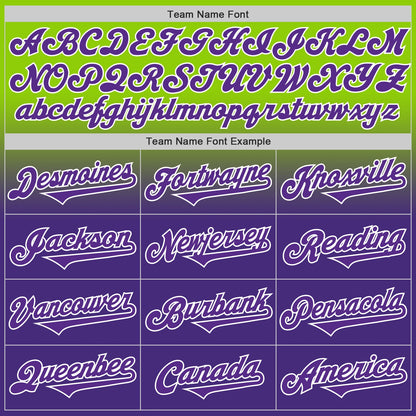 Custom Neon Green Purple-White Authentic Fade Fashion Baseball Jersey - Sky-Custom