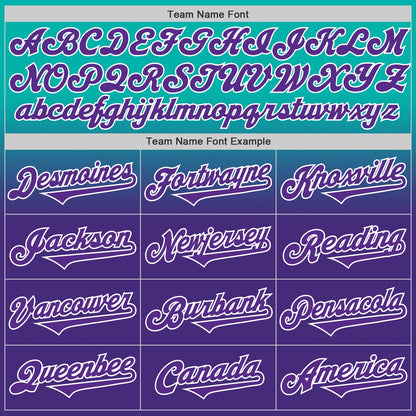 Custom Aqua Purple-White Authentic Fade Fashion Baseball Jersey - Sky-Custom