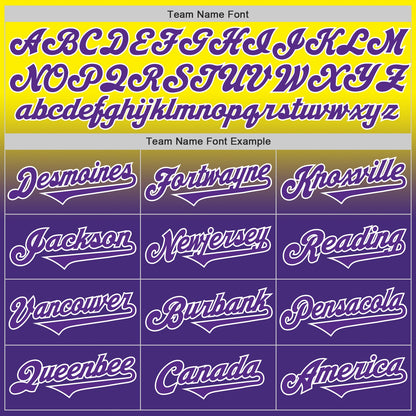 Custom Light Yellow Purple-White Authentic Fade Fashion Baseball Jersey - Sky-Custom