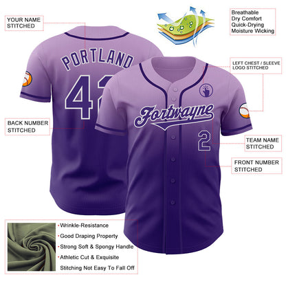 Custom Light Purple Purple-White Authentic Fade Fashion Baseball Jersey - Sky-Custom