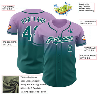 Custom Light Purple Teal-White Authentic Fade Fashion Baseball Jersey - Sky-Custom