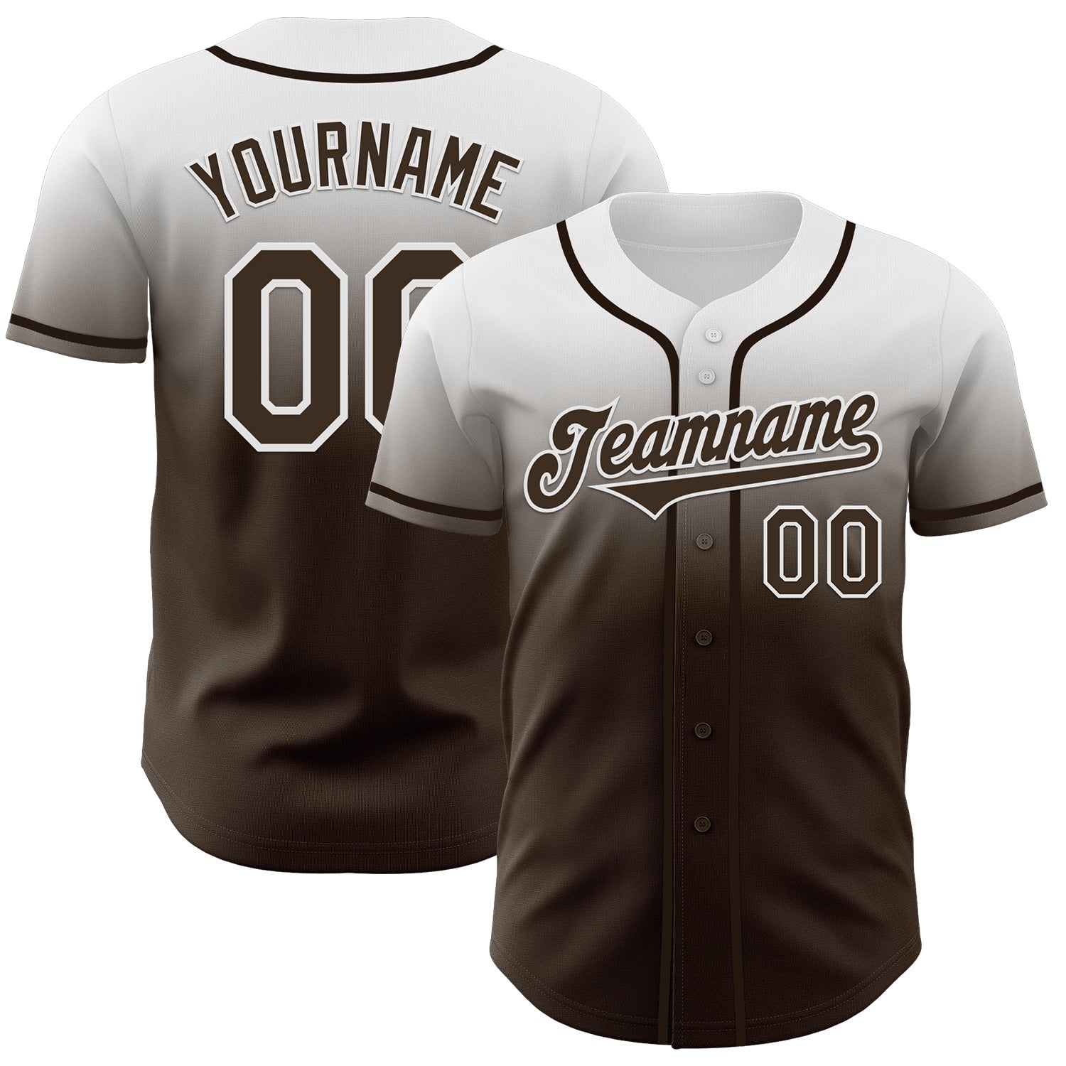 Custom White Brown Authentic Fade Fashion Baseball Jersey - Sky-Custom