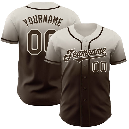 Custom Cream Brown Authentic Fade Fashion Baseball Jersey - Sky-Custom