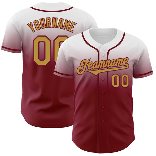 Custom White Old Gold-Crimson Authentic Fade Fashion Baseball Jersey - Sky-Custom