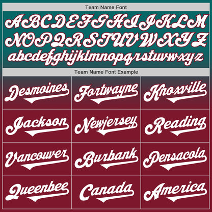 Custom Teal White-Crimson Authentic Fade Fashion Baseball Jersey - Sky-Custom