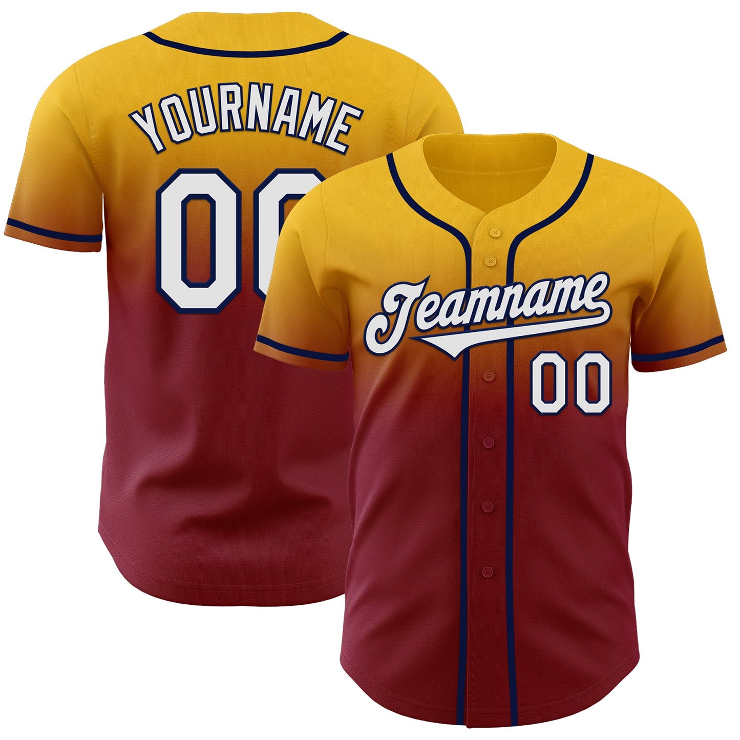 Custom Gold White Crimson-Navy Authentic Fade Fashion Baseball Jersey - Sky-Custom