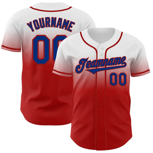 Custom White Royal-Red Authentic Fade Fashion Baseball Jersey - Sky-Custom