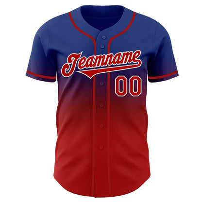 Custom Royal Red-White Authentic Fade Fashion Baseball Jersey - Sky-Custom
