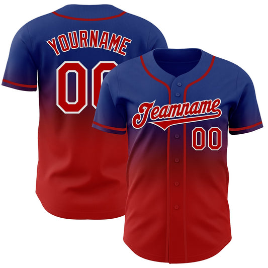 Custom Royal Red-White Authentic Fade Fashion Baseball Jersey - Sky-Custom