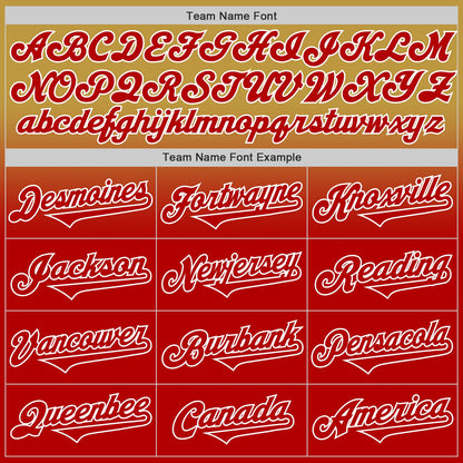 Custom Old Gold Red-White Authentic Fade Fashion Baseball Jersey - Sky-Custom