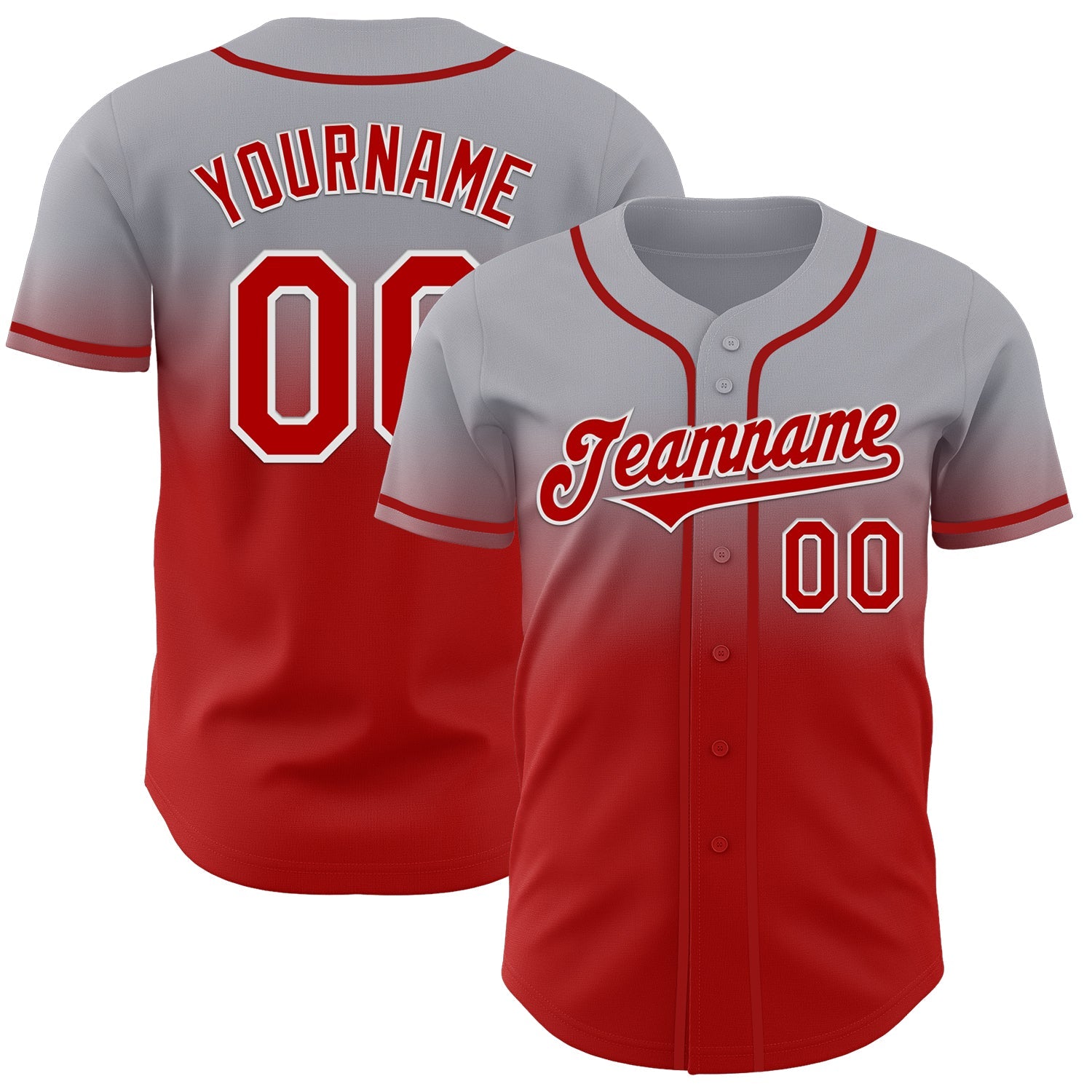 Custom Gray Red-White Authentic Fade Fashion Baseball Jersey - Sky-Custom
