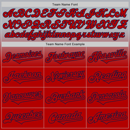 Custom Gray Red-Navy Authentic Fade Fashion Baseball Jersey - Sky-Custom