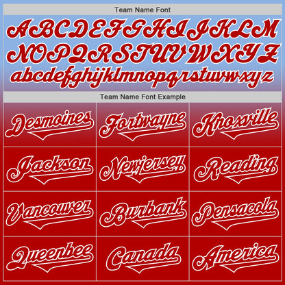 Custom Light Blue Red-White Authentic Fade Fashion Baseball Jersey - Sky-Custom