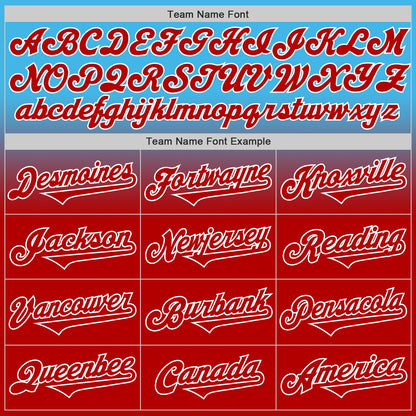 Custom Sky Blue Red-White Authentic Fade Fashion Baseball Jersey - Sky-Custom
