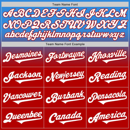 Custom Electric Blue White-Red Authentic Fade Fashion Baseball Jersey - Sky-Custom