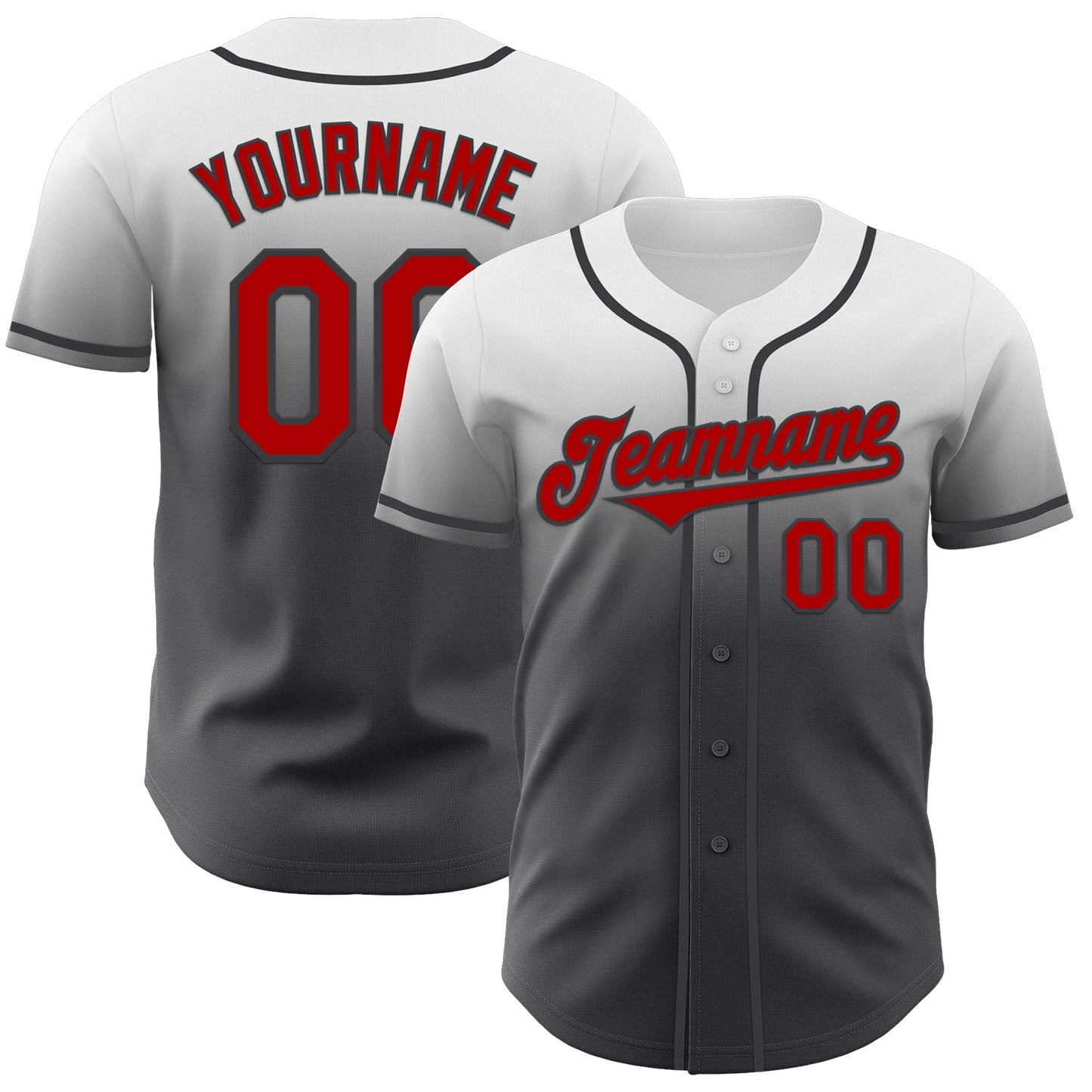 Custom White Red-Steel Gray Authentic Fade Fashion Baseball Jersey - Sky-Custom