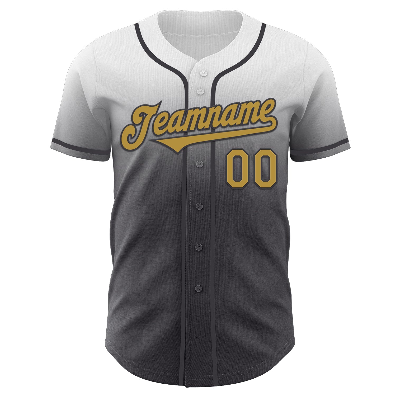 Custom White Old Gold-Steel Gray Authentic Fade Fashion Baseball Jersey - Sky-Custom
