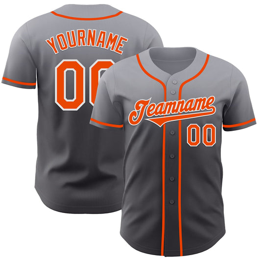 Custom Gray Orange Steel Gray-White Authentic Fade Fashion Baseball Jersey - Sky-Custom