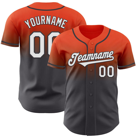 Custom Orange White-Steel Gray Authentic Fade Fashion Baseball Jersey - Sky-Custom