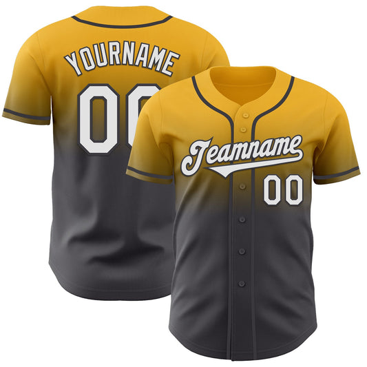 Custom Gold White-Steel Gray Authentic Fade Fashion Baseball Jersey - Sky-Custom