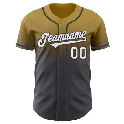 Custom Old Gold White-Steel Gray Authentic Fade Fashion Baseball Jersey - Sky-Custom