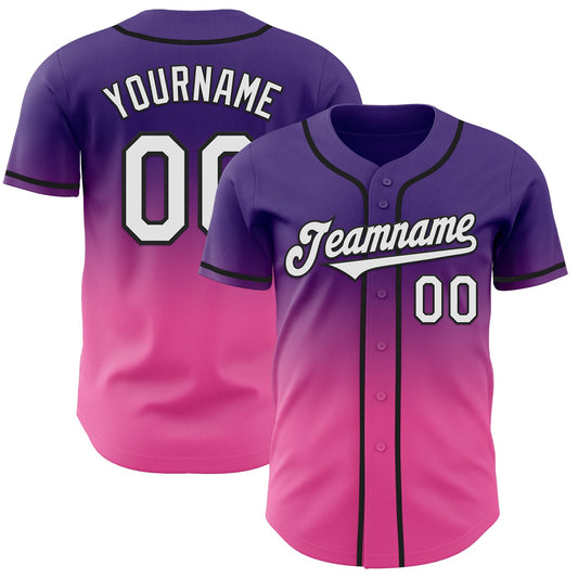 Custom Purple White Pink-Black Authentic Fade Fashion Baseball Jersey - Sky-Custom