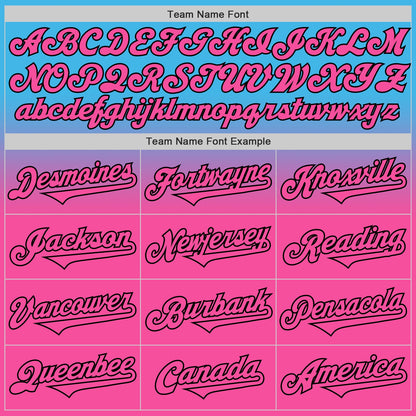 Custom Sky Blue Pink-Black Authentic Fade Fashion Baseball Jersey - Sky-Custom