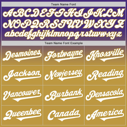 Custom Purple White-Old Gold Authentic Fade Fashion Baseball Jersey - Sky-Custom