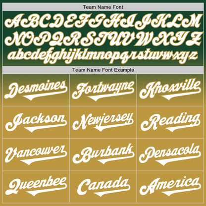 Custom Green White-Old Gold Authentic Fade Fashion Baseball Jersey - Sky-Custom