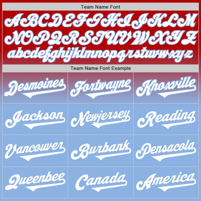Custom Red White-Light Blue Authentic Fade Fashion Baseball Jersey - Sky-Custom